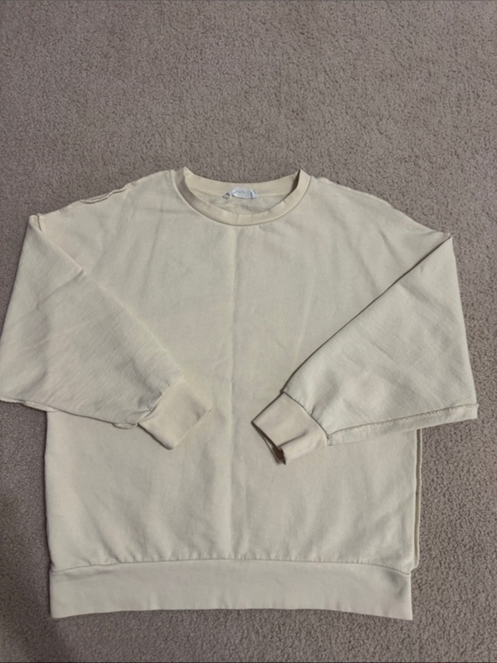 Mango Soft Cream Crewneck Pullover Sweater S